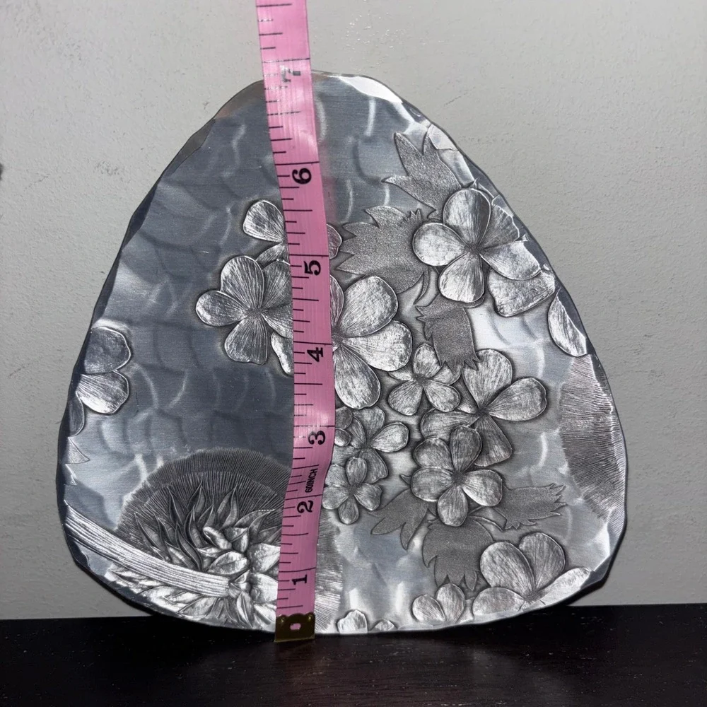 Wendell August Forge | Handmade Aluminum Floral Triangular Tray | Made‎ in USA